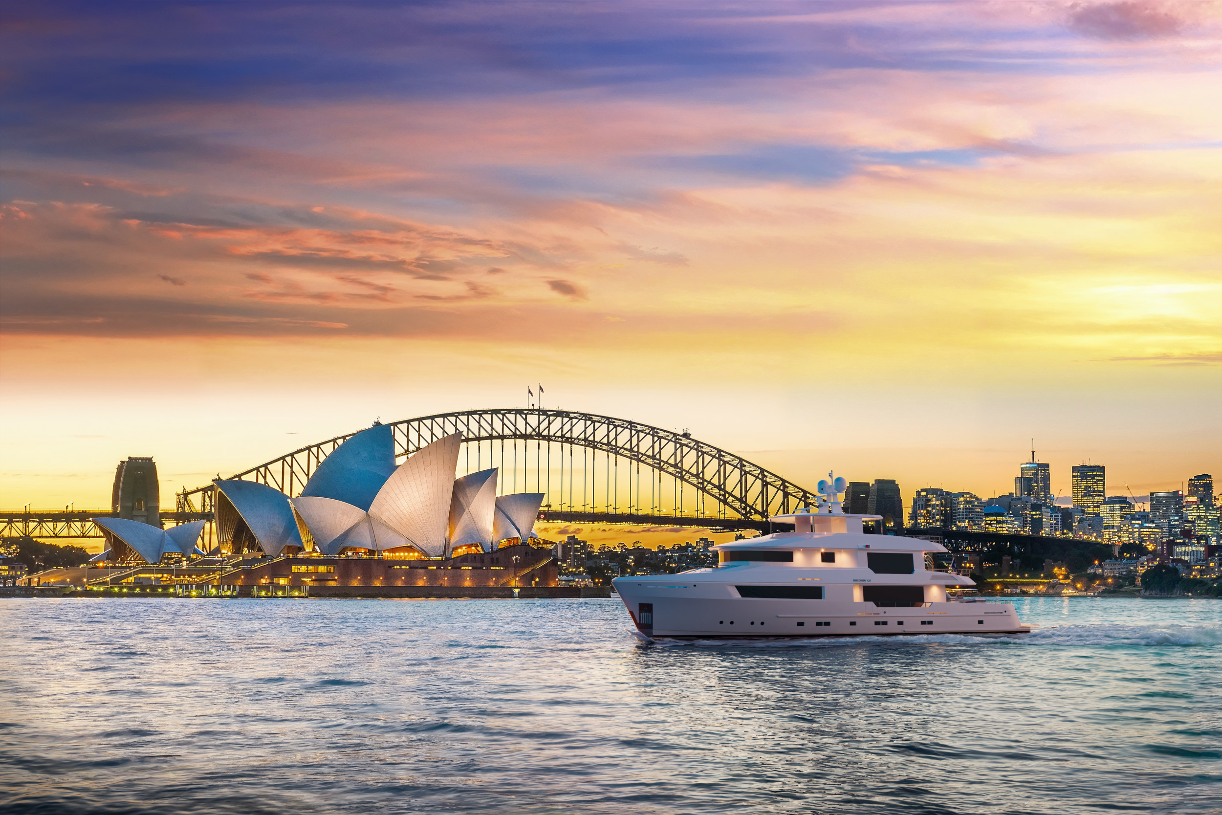 Downtown Sydney skyline in Australia at twilight