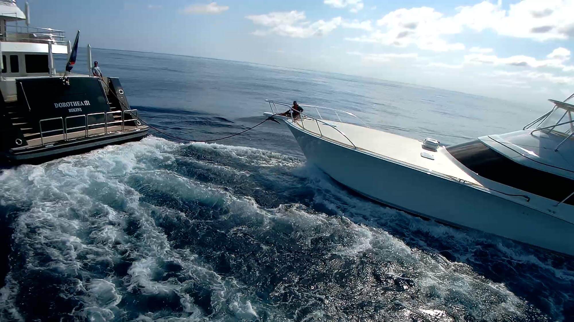 Explorer Yacht Cheoy Lee Dorothea III refueling fishing boat Post One